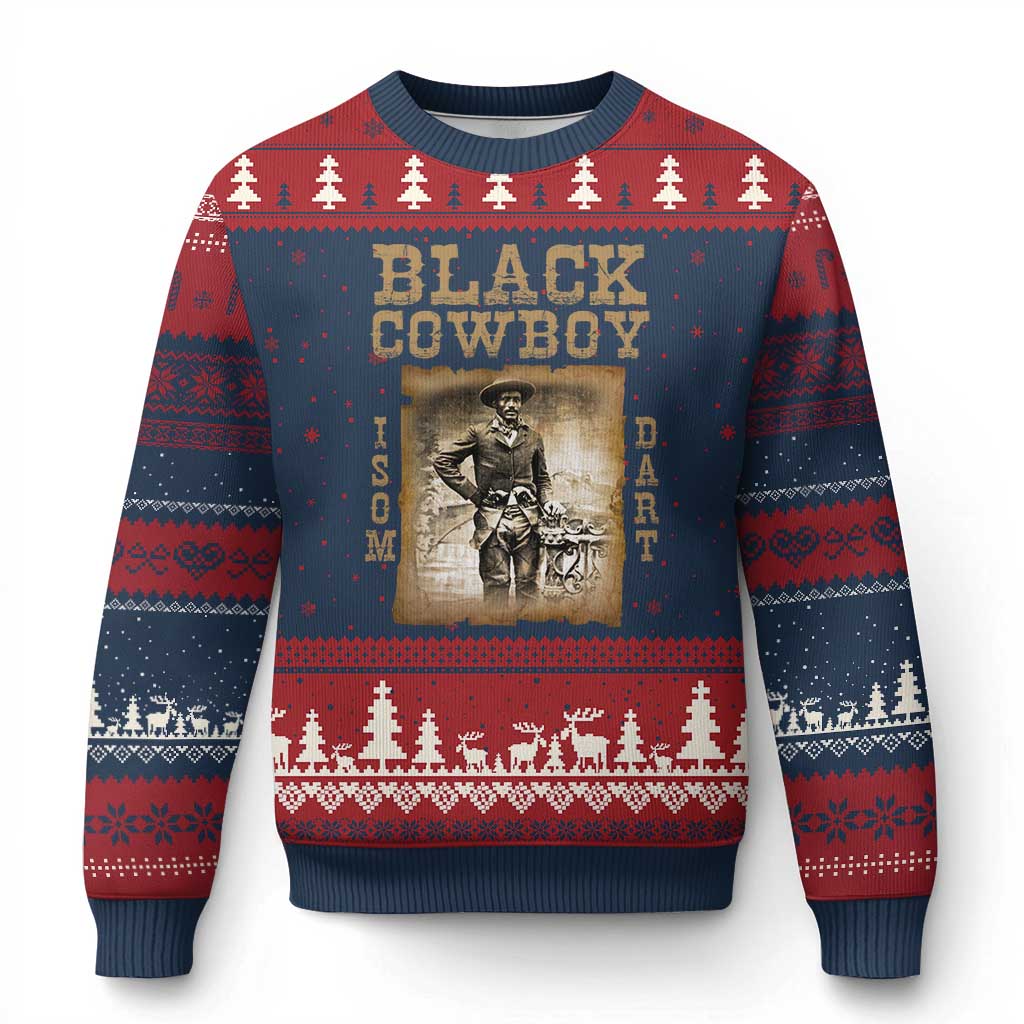 Isom Dart Ugly Christmas Sweater Black Cowboy Western Legend Vintage - Wonder Print Shop