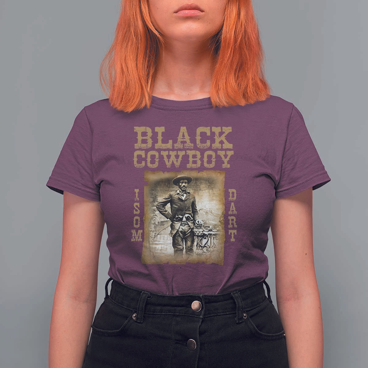 Isom Dart T Shirt For Women Black Cowboy Western Legend Vintage