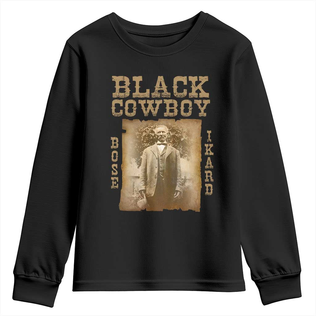 Bose Ikard Youth Sweatshirt Black Cowboy Western Legend Vintage