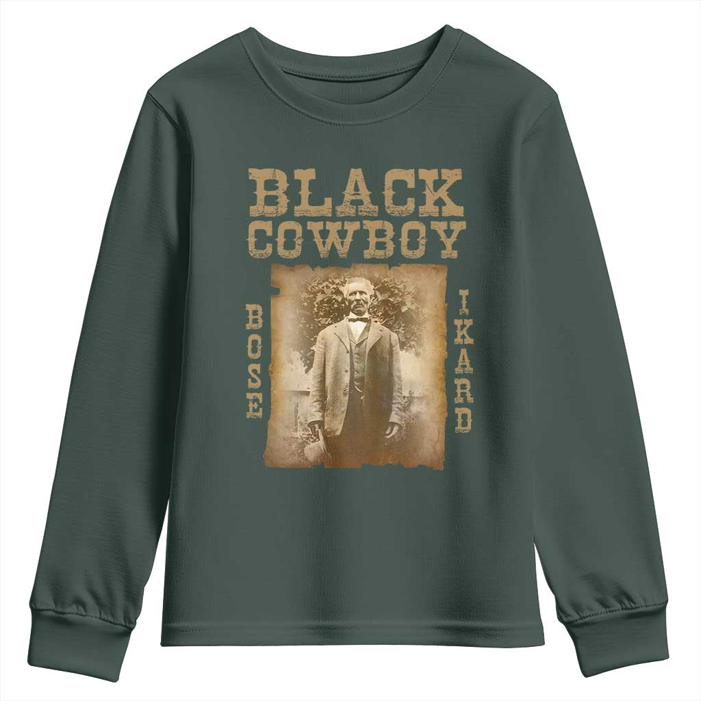 Bose Ikard Youth Sweatshirt Black Cowboy Western Legend Vintage