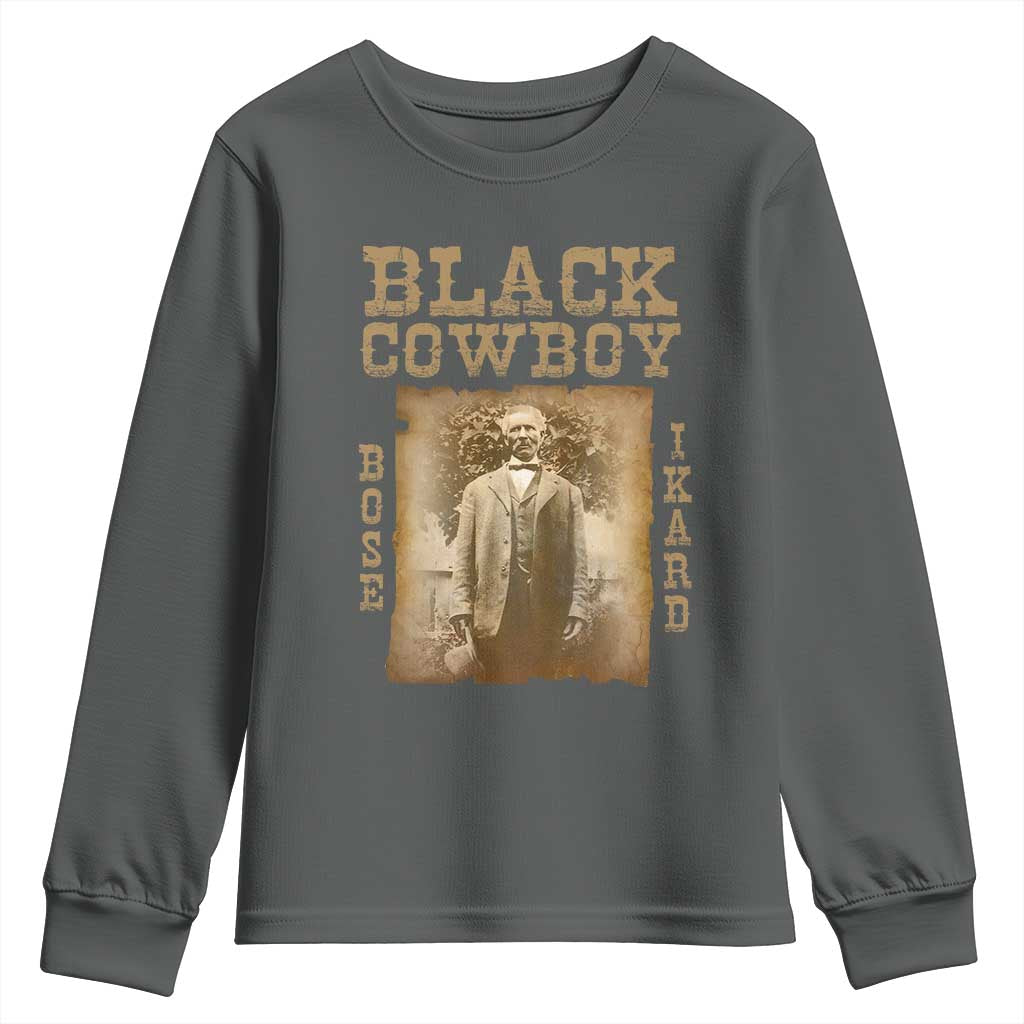 Bose Ikard Youth Sweatshirt Black Cowboy Western Legend Vintage