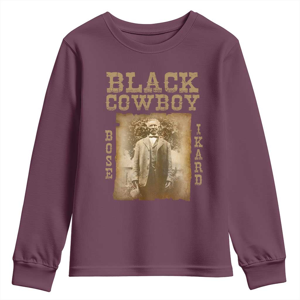 Bose Ikard Youth Sweatshirt Black Cowboy Western Legend Vintage