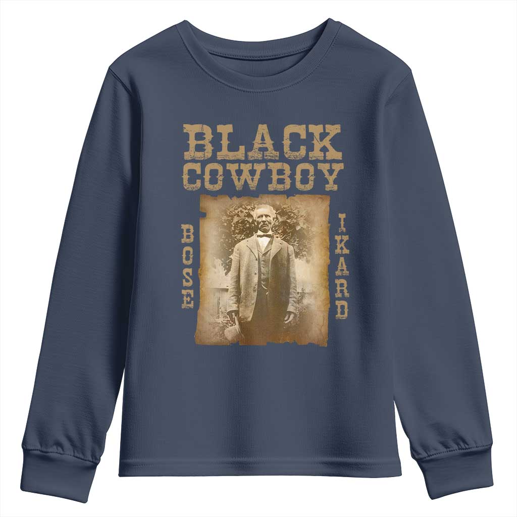 Bose Ikard Youth Sweatshirt Black Cowboy Western Legend Vintage