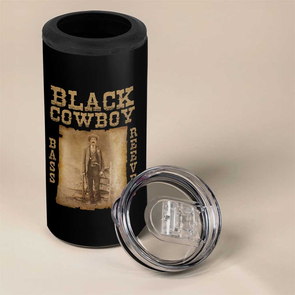 Bass Reeves 4 in 1 Can Cooler Tumbler Black Cowboy Western Legend Vintage