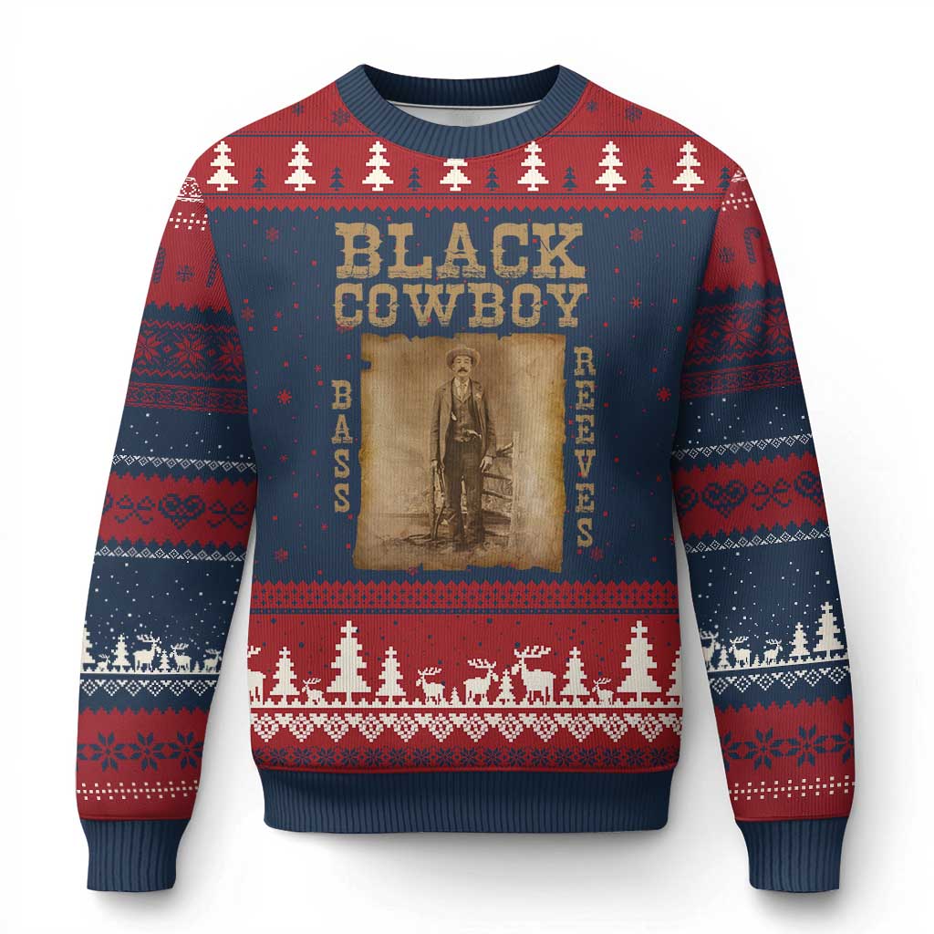 Bass Reeves Ugly Christmas Sweater Black Cowboy Western Legend Vintage - Wonder Print Shop