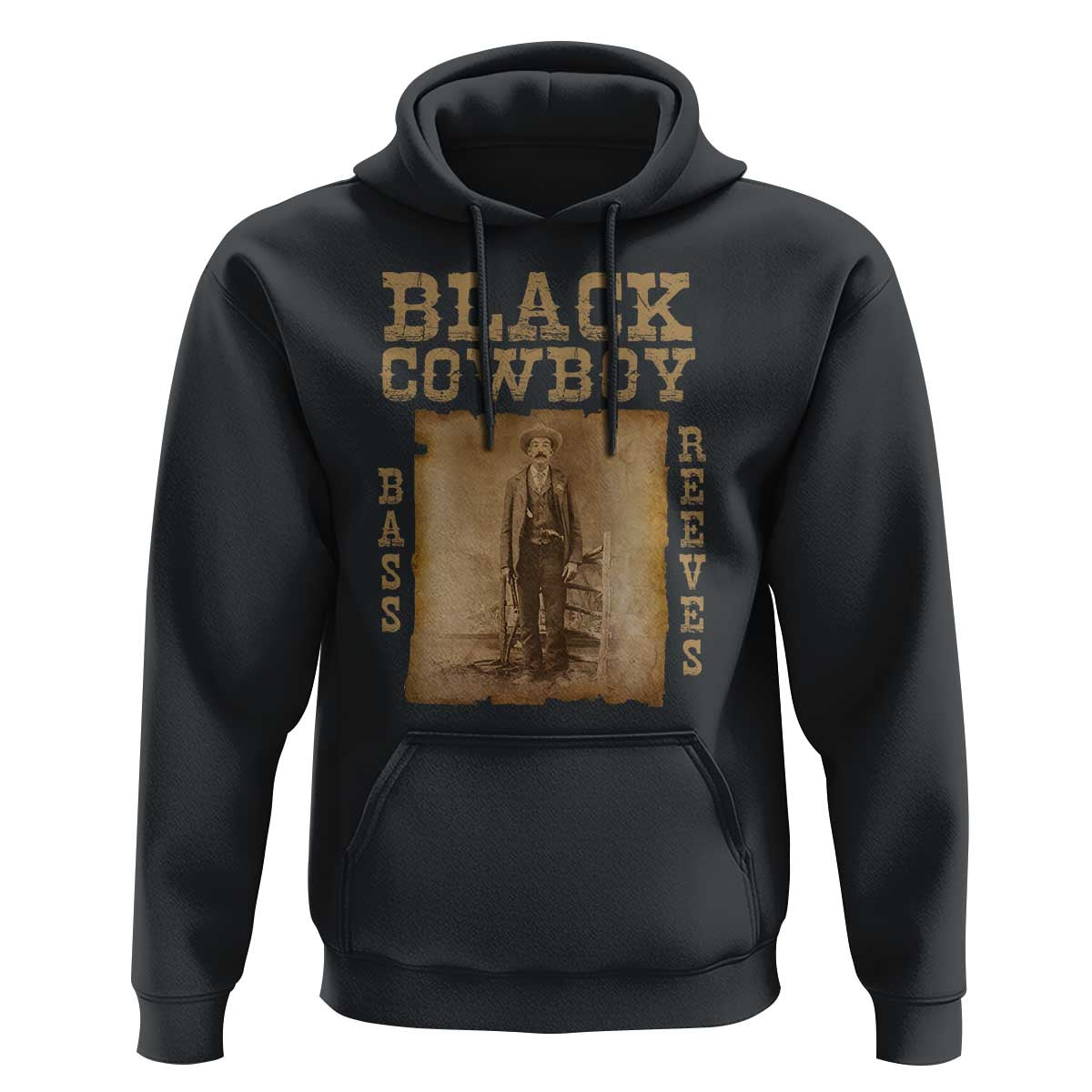 Bass Reeves Hoodie Black Cowboy Western Legend Vintage