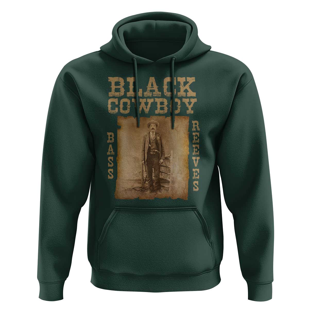 Bass Reeves Hoodie Black Cowboy Western Legend Vintage