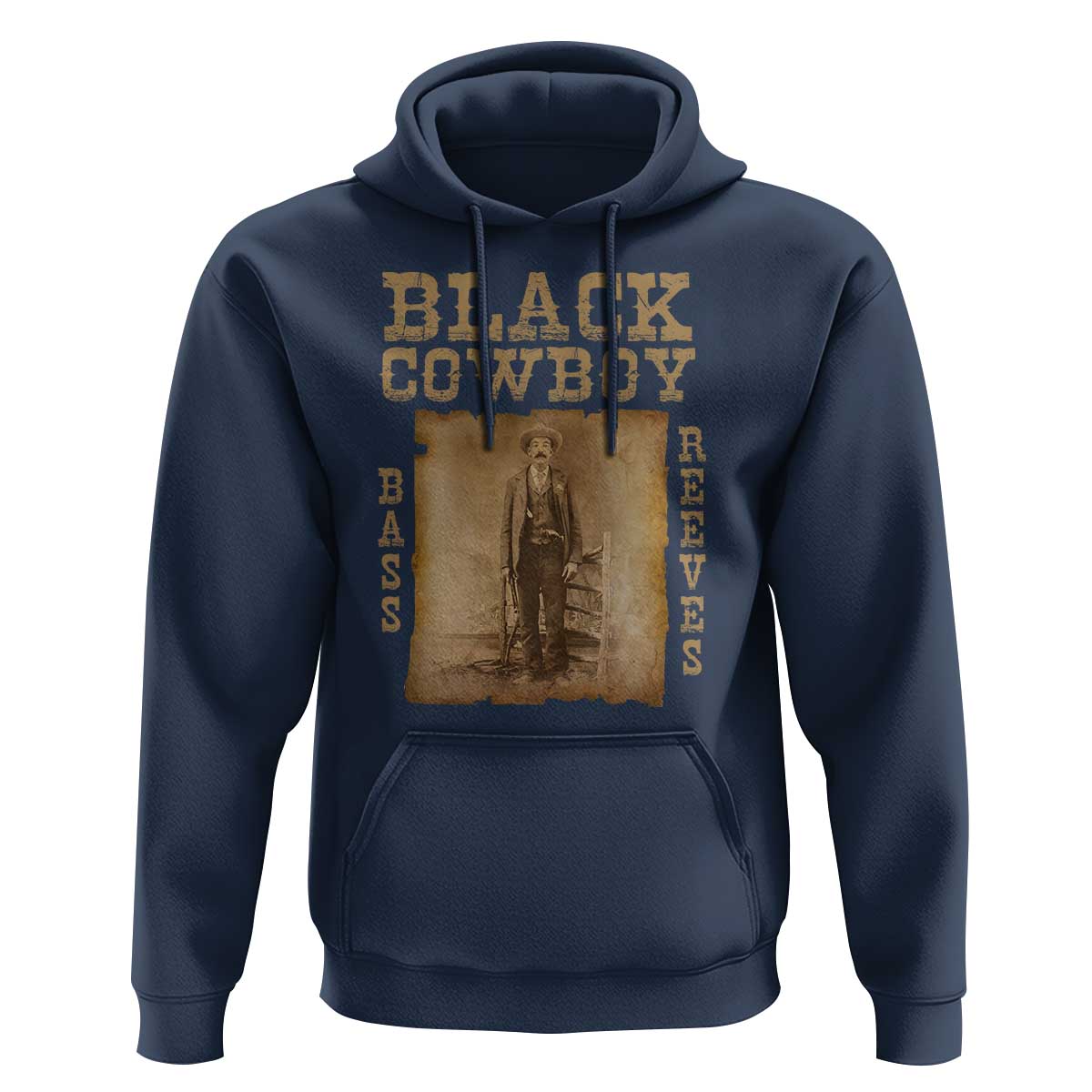 Bass Reeves Hoodie Black Cowboy Western Legend Vintage
