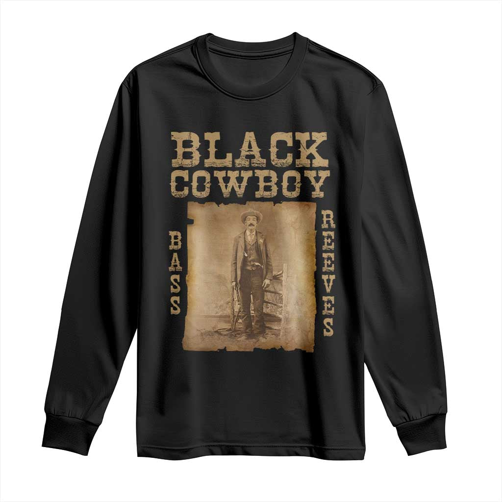 Bass Reeves Long Sleeve Shirt Black Cowboy Western Legend Vintage