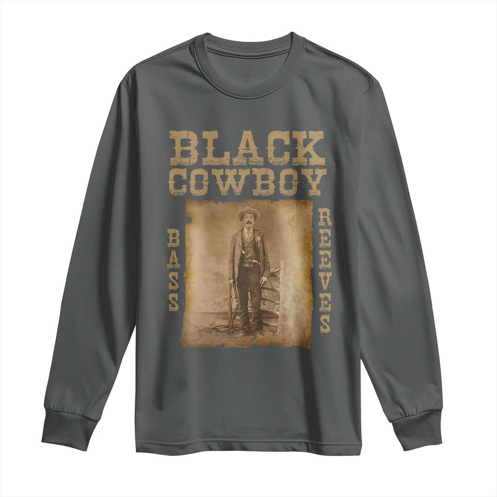 Bass Reeves Long Sleeve Shirt Black Cowboy Western Legend Vintage