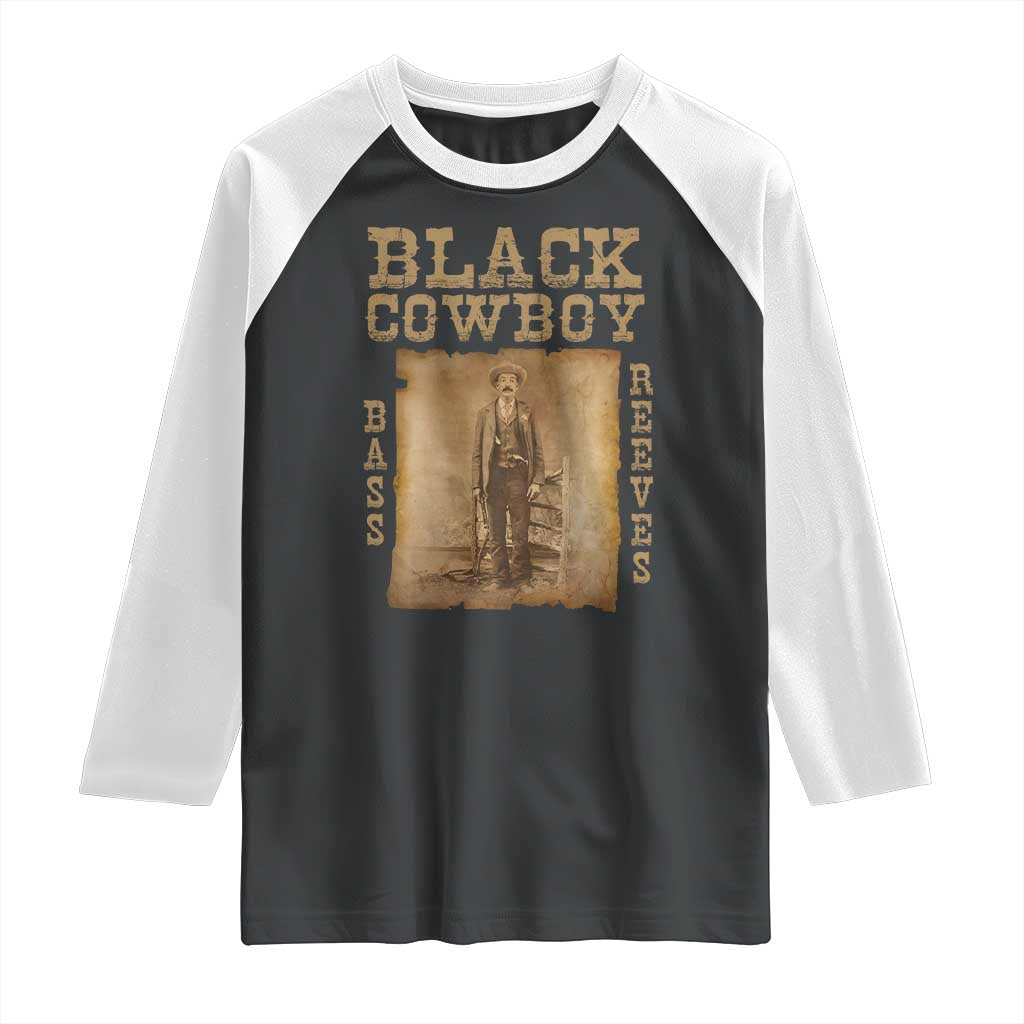 Bass Reeves Raglan Shirt Black Cowboy Western Legend Vintage
