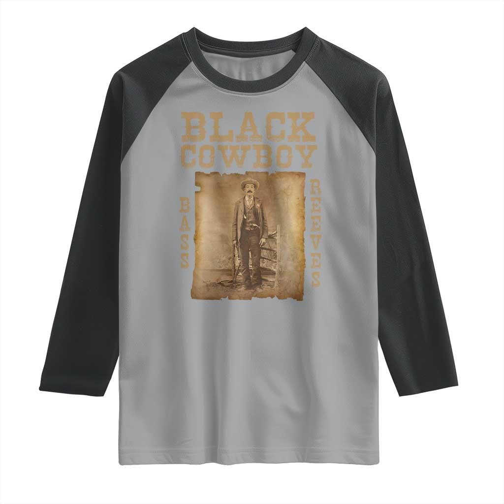Bass Reeves Raglan Shirt Black Cowboy Western Legend Vintage