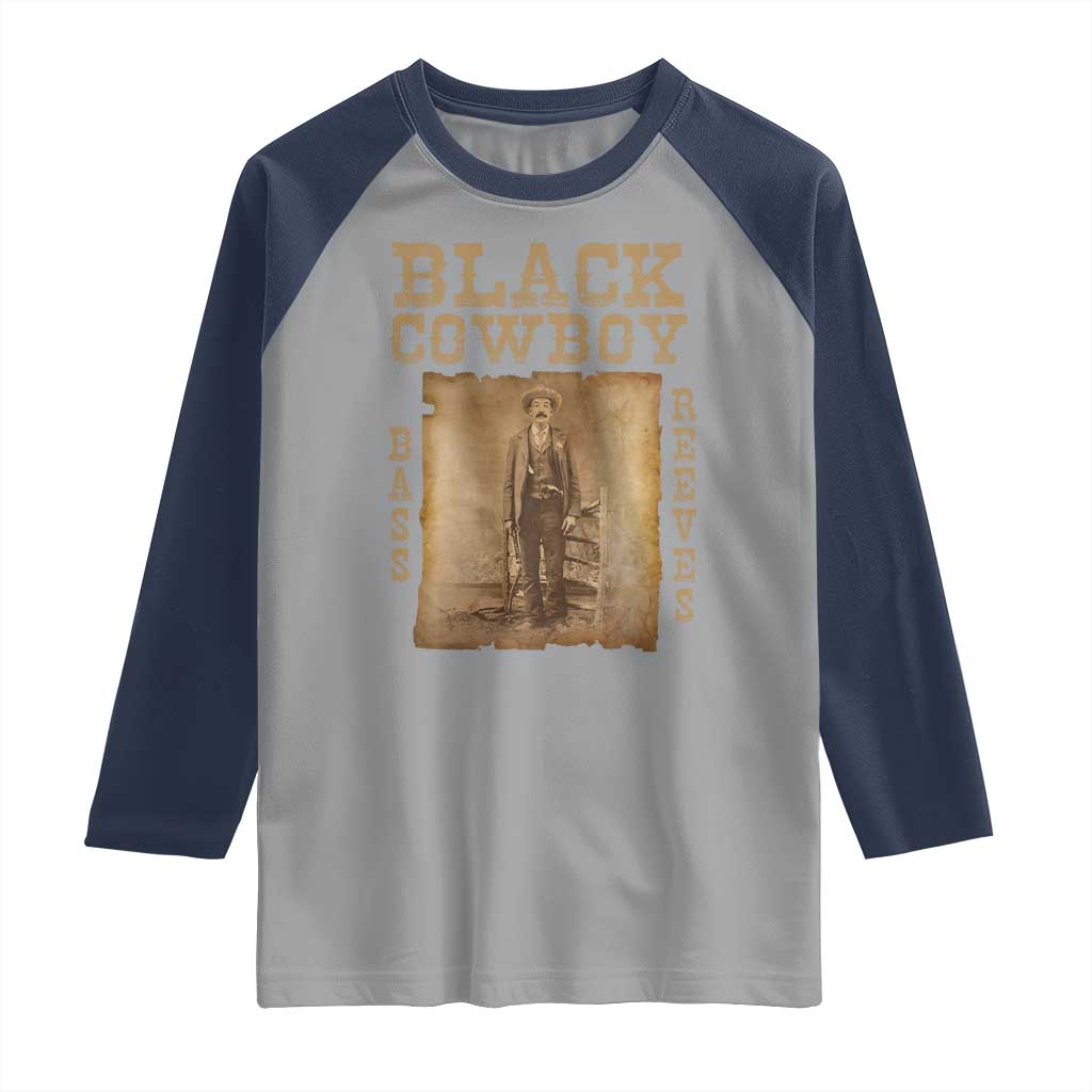 Bass Reeves Raglan Shirt Black Cowboy Western Legend Vintage