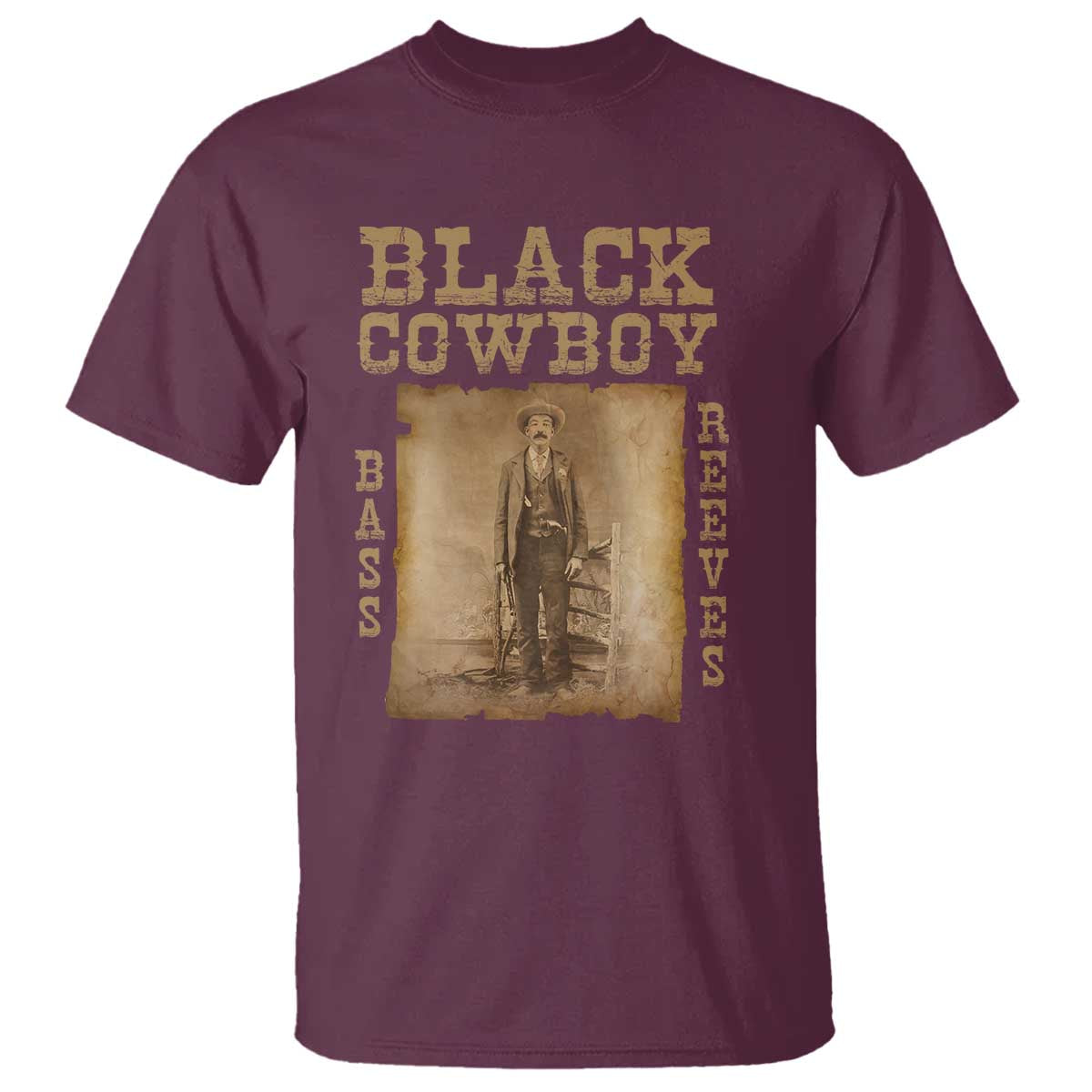 Bass Reeves T Shirt Black Cowboy Western Legend Vintage