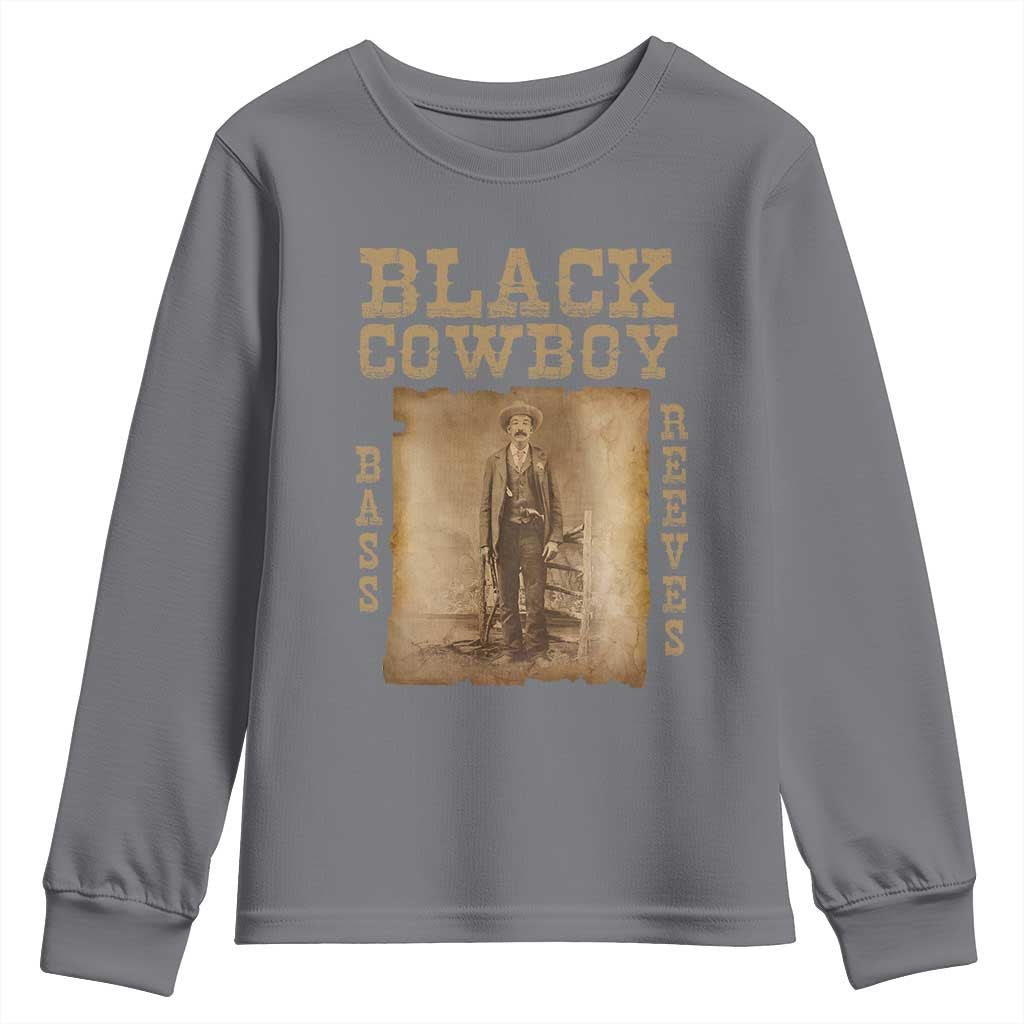 Bass Reeves Youth Sweatshirt Black Cowboy Western Legend Vintage