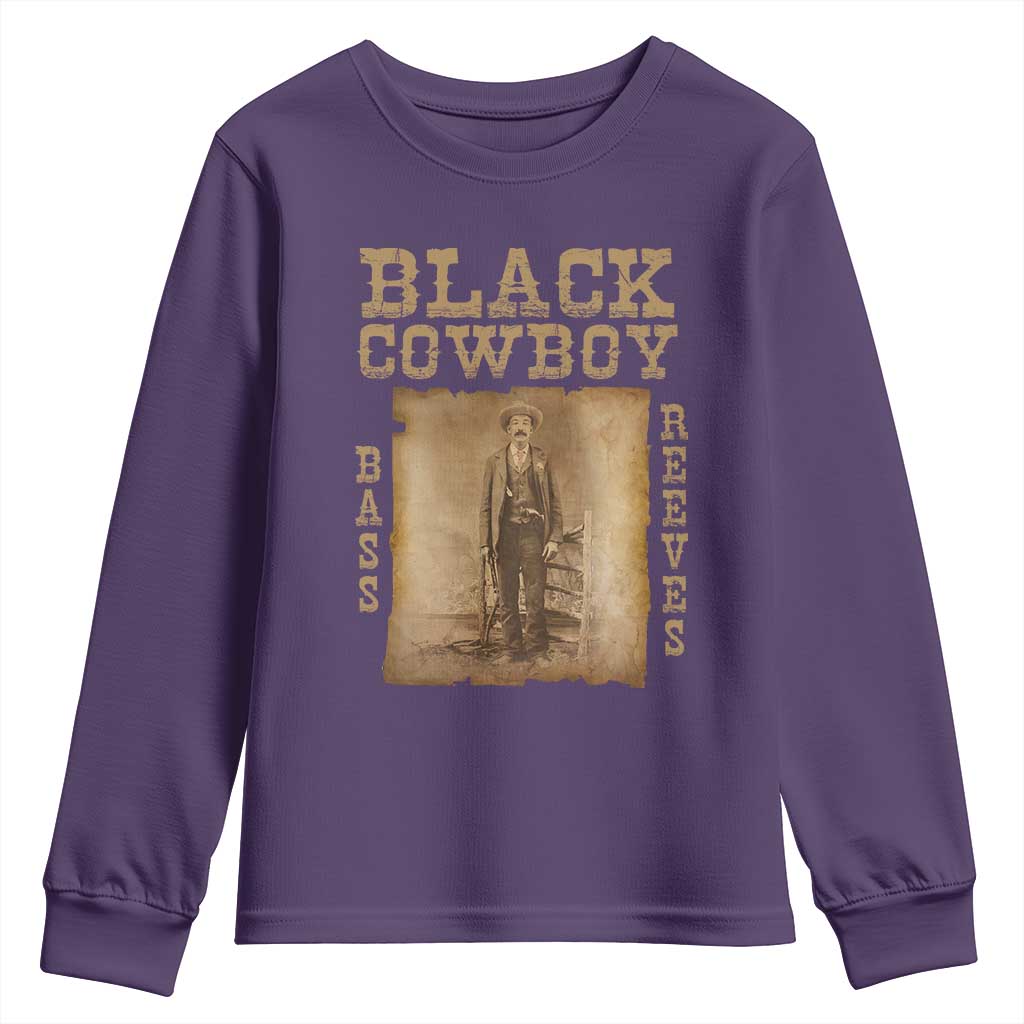Bass Reeves Youth Sweatshirt Black Cowboy Western Legend Vintage
