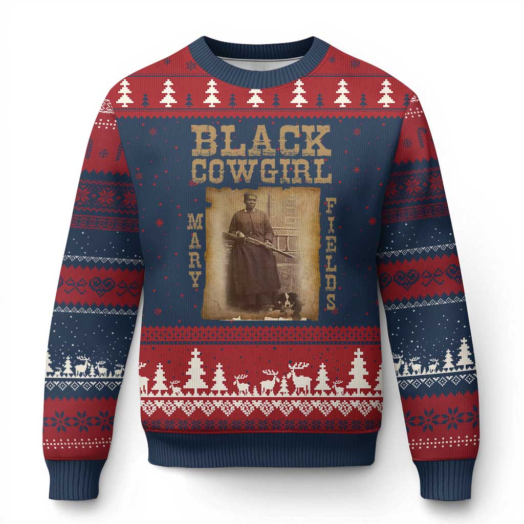 Mary Fields Ugly Christmas Sweater Black Cowgirl Pioneer Western Legend Vintage - Wonder Print Shop