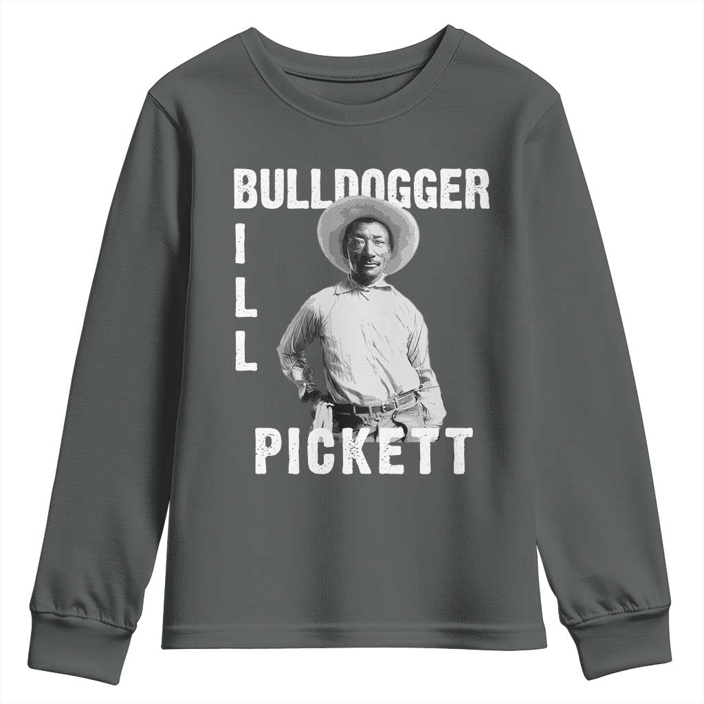Bill Pickett Youth Sweatshirt Bulldogger Black Cowboy Western Legend Vintage