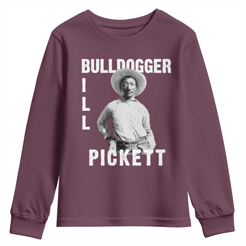 Bill Pickett Youth Sweatshirt Bulldogger Black Cowboy Western Legend Vintage