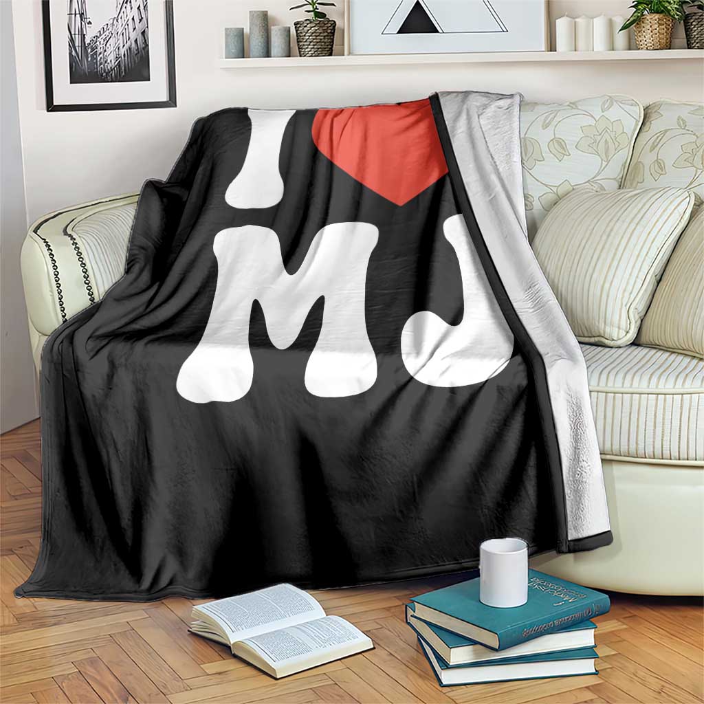 I Heart MJ Classic Graphic Tribute Throw Blanket Love Pop Legend Iconic Culture Music Fan Favor