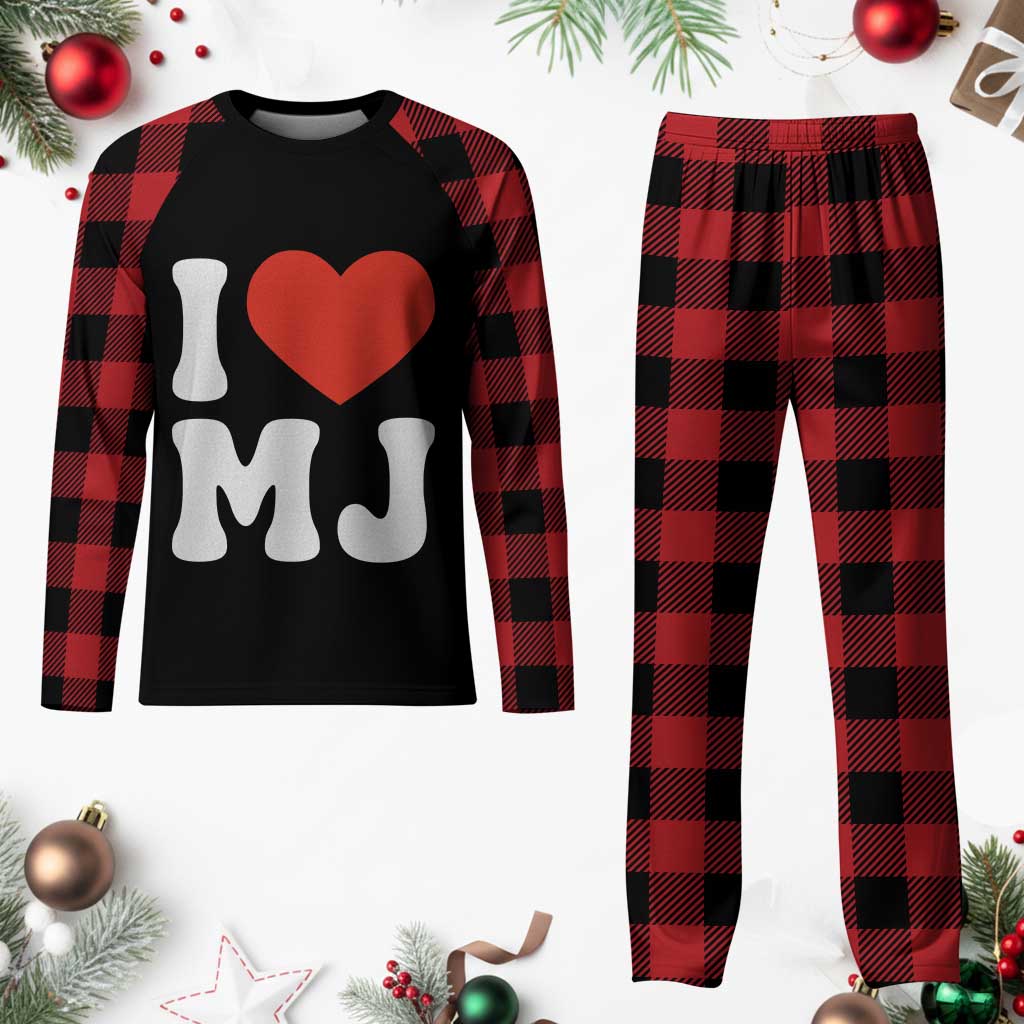 I Heart MJ Classic Graphic Tribute Plaid Pajama Set Love Pop Legend Iconic Culture Music Fan Favor