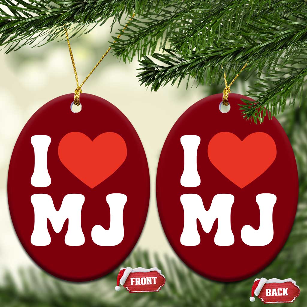 I Heart MJ Classic Graphic Tribute Ceramic Ornament Love Pop Legend Iconic Culture Music Fan Favor