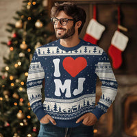 I Heart MJ Classic Graphic Tribute Ugly Christmas Sweater Love Pop Legend Iconic Culture Music Fan Favor