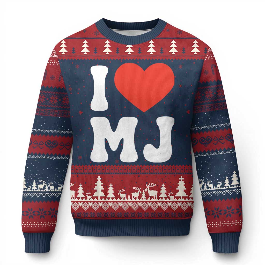 I Heart MJ Classic Graphic Tribute Ugly Christmas Sweater Love Pop Legend Iconic Culture Music Fan Favor