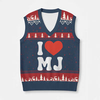 I Heart MJ Classic Graphic Tribute V-Neck Knit Sweater Vest Love Pop Legend Iconic Culture Music Fan Favor