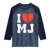 I Heart MJ Classic Graphic Tribute Raglan Shirt Love Pop Legend Iconic Culture Music Fan Favor