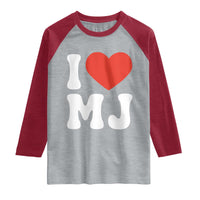 I Heart MJ Classic Graphic Tribute Raglan Shirt Love Pop Legend Iconic Culture Music Fan Favor