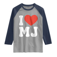 I Heart MJ Classic Graphic Tribute Raglan Shirt Love Pop Legend Iconic Culture Music Fan Favor