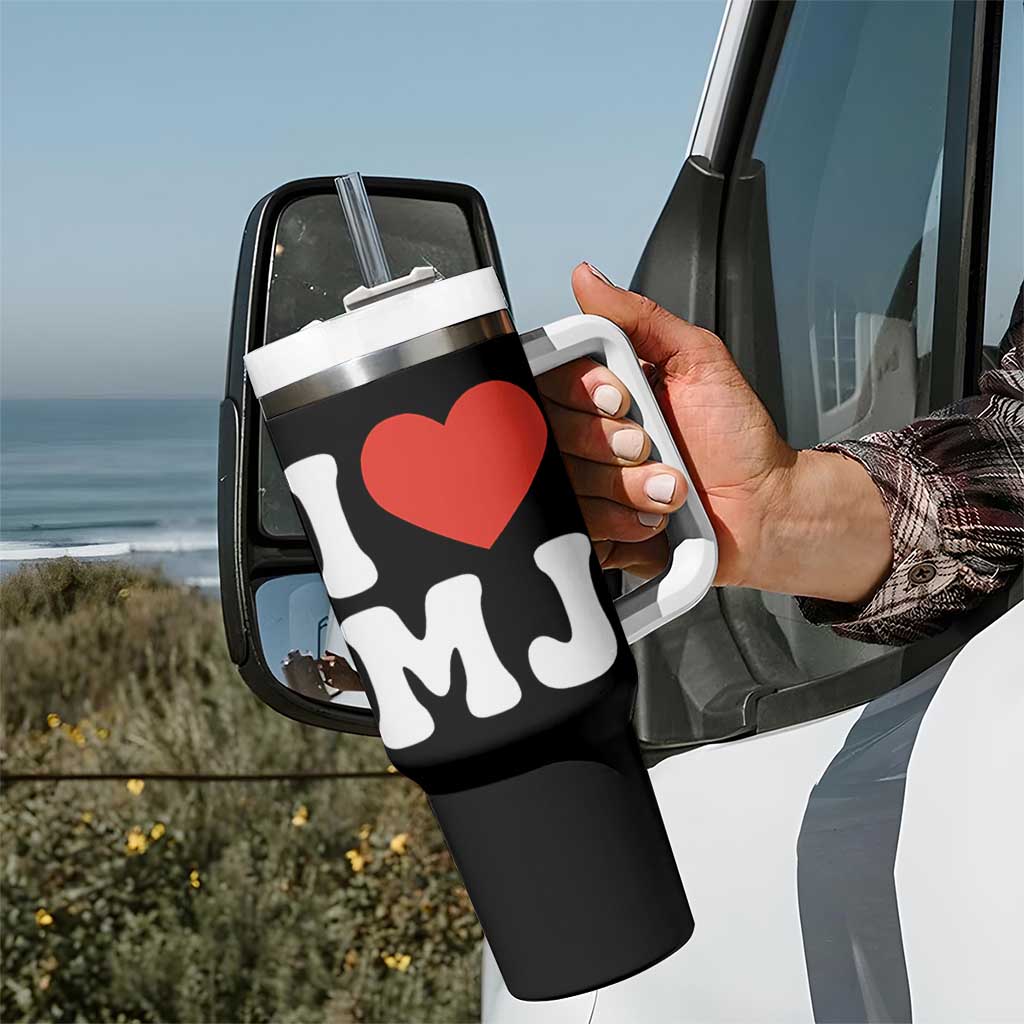 I Heart MJ Classic Graphic Tribute Tumbler With Handle Love Pop Legend Iconic Culture Music Fan Favor