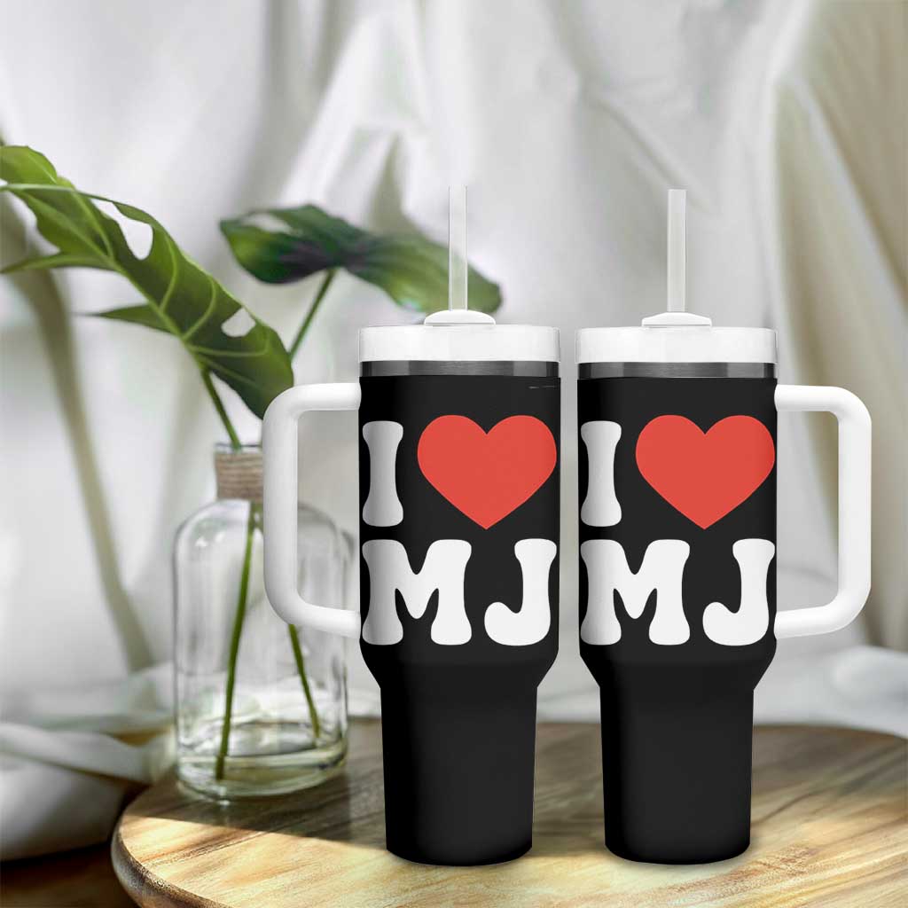 I Heart MJ Classic Graphic Tribute Tumbler With Handle Love Pop Legend Iconic Culture Music Fan Favor