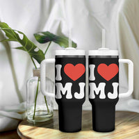 I Heart MJ Classic Graphic Tribute Tumbler With Handle Love Pop Legend Iconic Culture Music Fan Favor