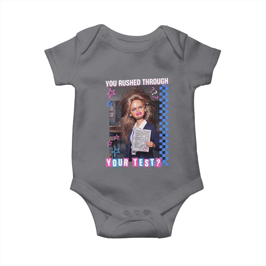 Sarcastic You Rushed Through Your Test Doll Meme Baby Onesie Teacher Reaction Humor Final Exams