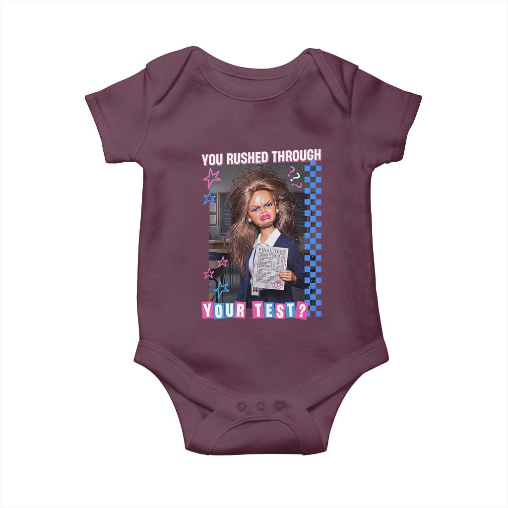 Sarcastic You Rushed Through Your Test Doll Meme Baby Onesie Teacher Reaction Humor Final Exams