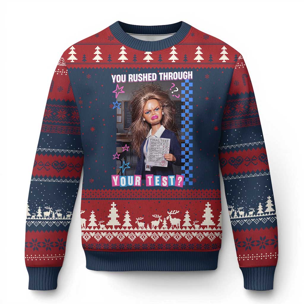 Sarcastic You Rushed Through Your Test Doll Meme Ugly Christmas Sweater Teacher Reaction Humor Final Exams