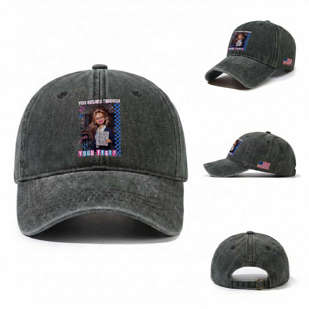 Sarcastic You Rushed Through Your Test Doll Meme Washed Cotton Baseball Cap Teacher Reaction Humor Final Exams