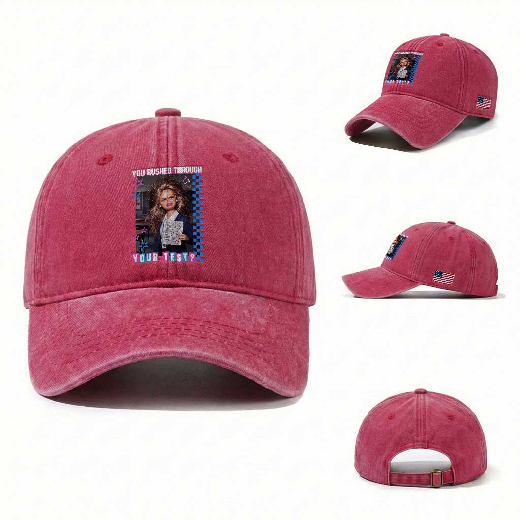 Sarcastic You Rushed Through Your Test Doll Meme Washed Cotton Baseball Cap Teacher Reaction Humor Final Exams