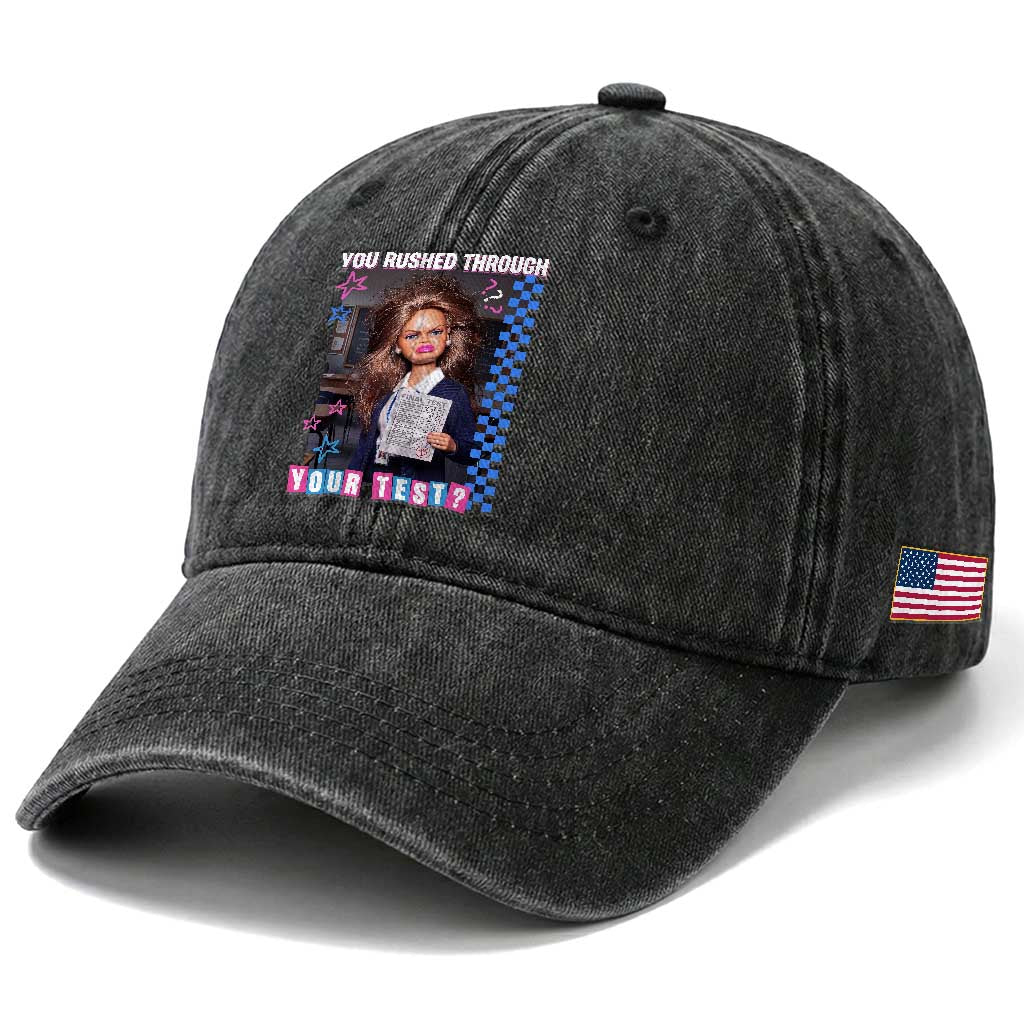 Sarcastic You Rushed Through Your Test Doll Meme Washed Cotton Baseball Cap Teacher Reaction Humor Final Exams