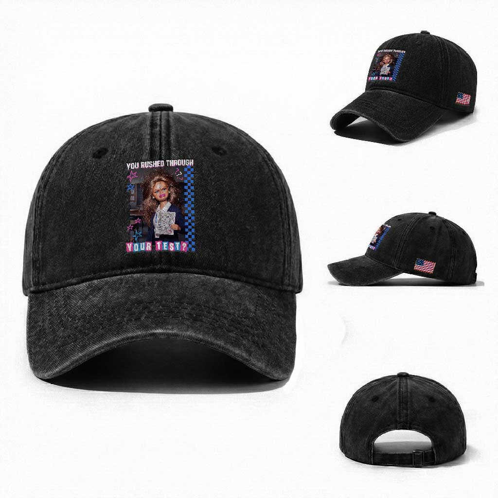 Sarcastic You Rushed Through Your Test Doll Meme Washed Cotton Baseball Cap Teacher Reaction Humor Final Exams