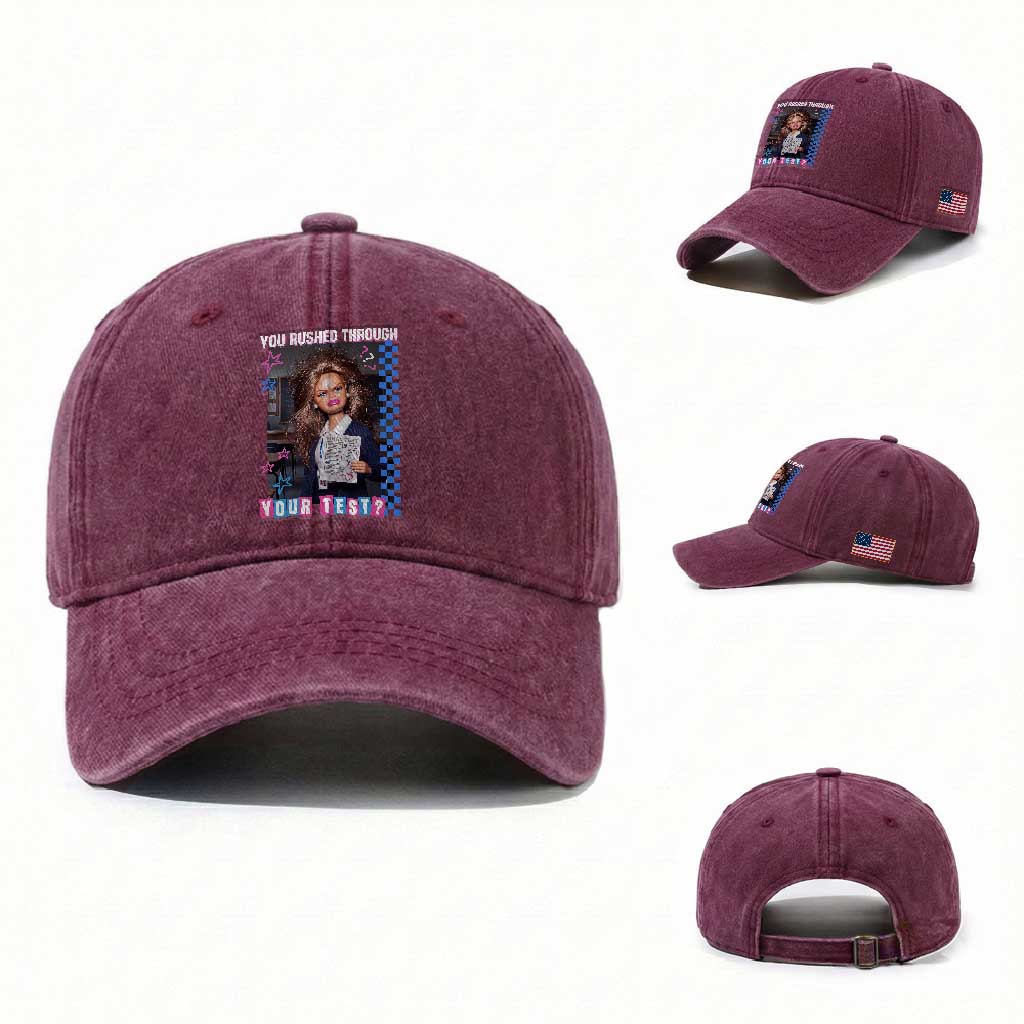 Sarcastic You Rushed Through Your Test Doll Meme Washed Cotton Baseball Cap Teacher Reaction Humor Final Exams