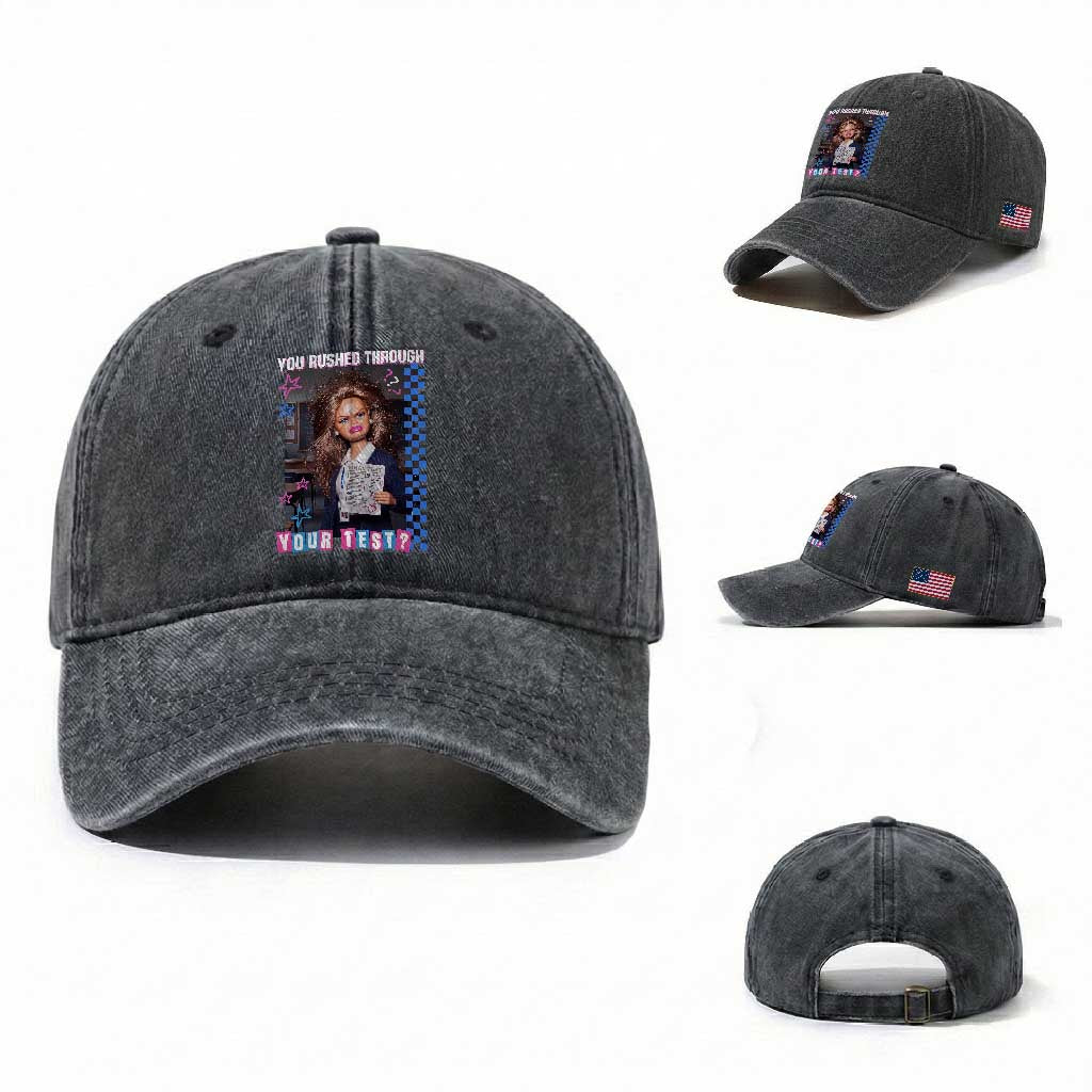 Sarcastic You Rushed Through Your Test Doll Meme Washed Cotton Baseball Cap Teacher Reaction Humor Final Exams