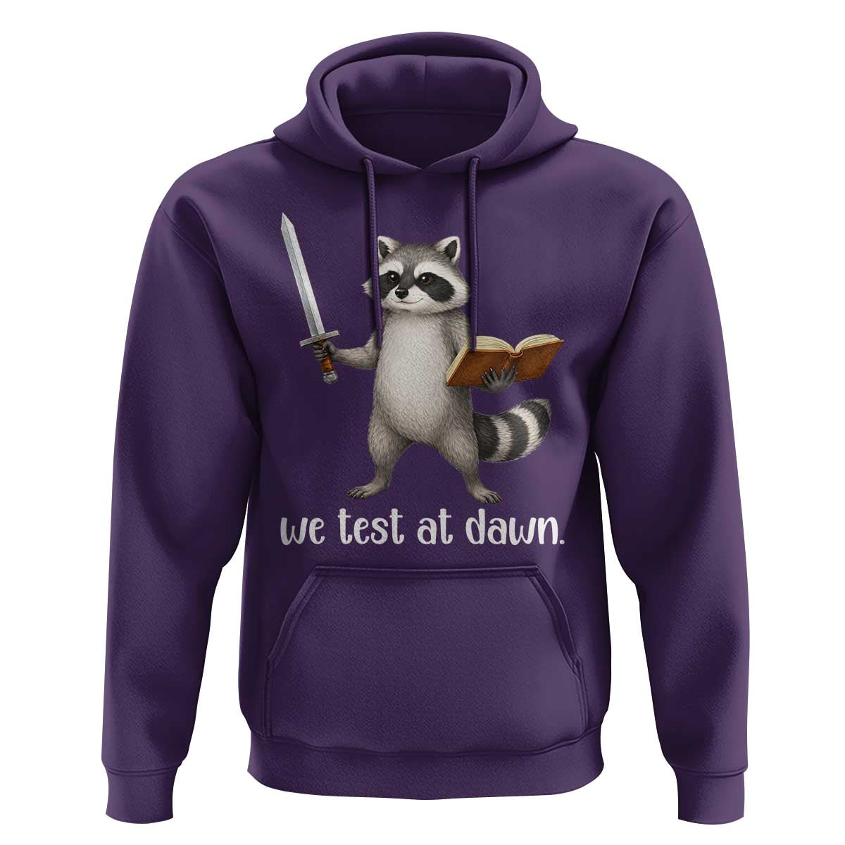 We Test At Dawn Raccoon Warrior Hoodie Funny Student Teacher Exam Motivation