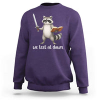 We Test At Dawn Raccoon Warrior Sweatshirt Funny Student Teacher Exam Motivation