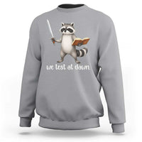 We Test At Dawn Raccoon Warrior Sweatshirt Funny Student Teacher Exam Motivation