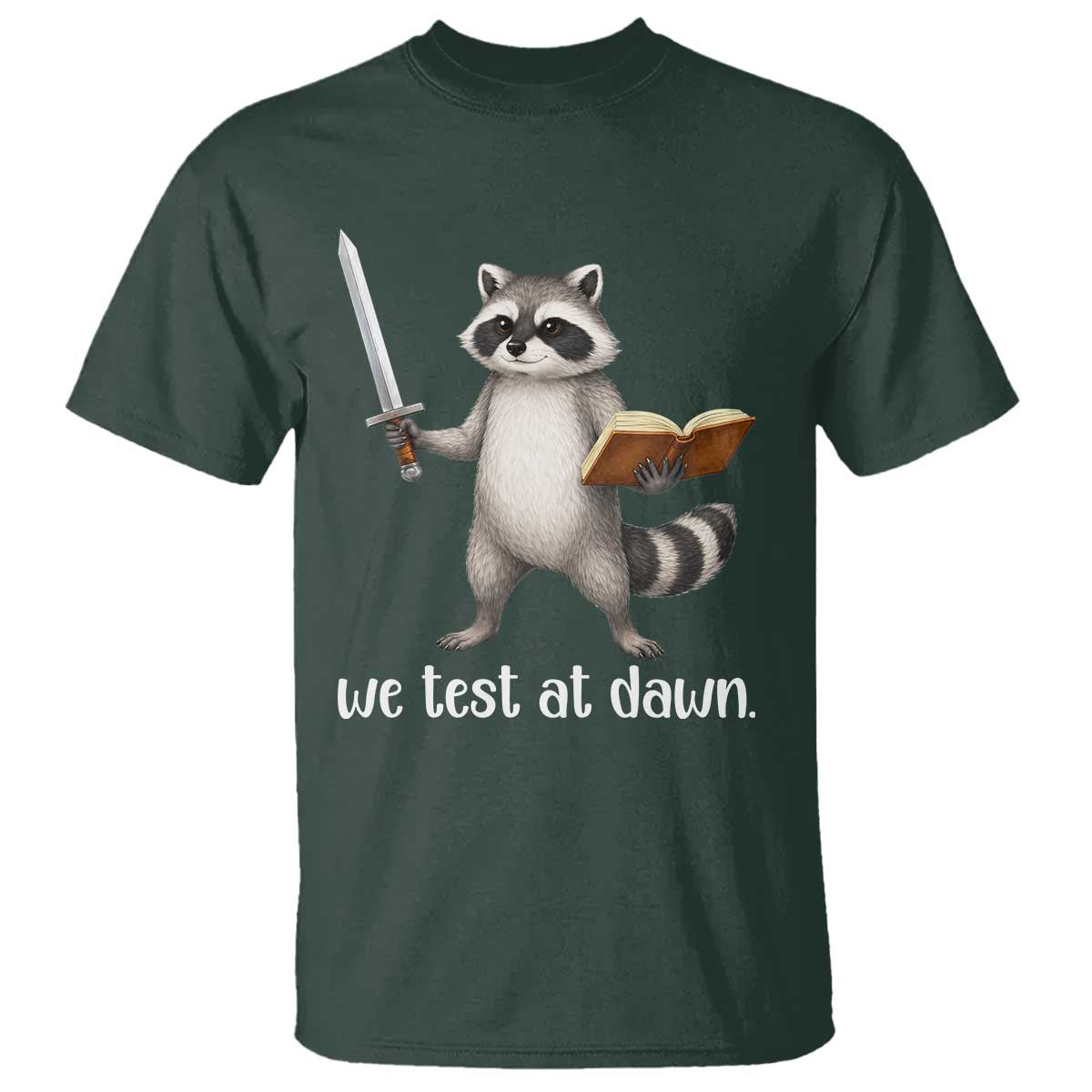 We Test At Dawn Raccoon Warrior T Shirt Funny Student Teacher Exam Motivation