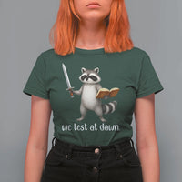 We Test At Dawn Raccoon Warrior T Shirt For Women Funny Student Teacher Exam Motivation