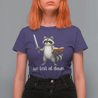 We Test At Dawn Raccoon Warrior T Shirt For Women Funny Student Teacher Exam Motivation